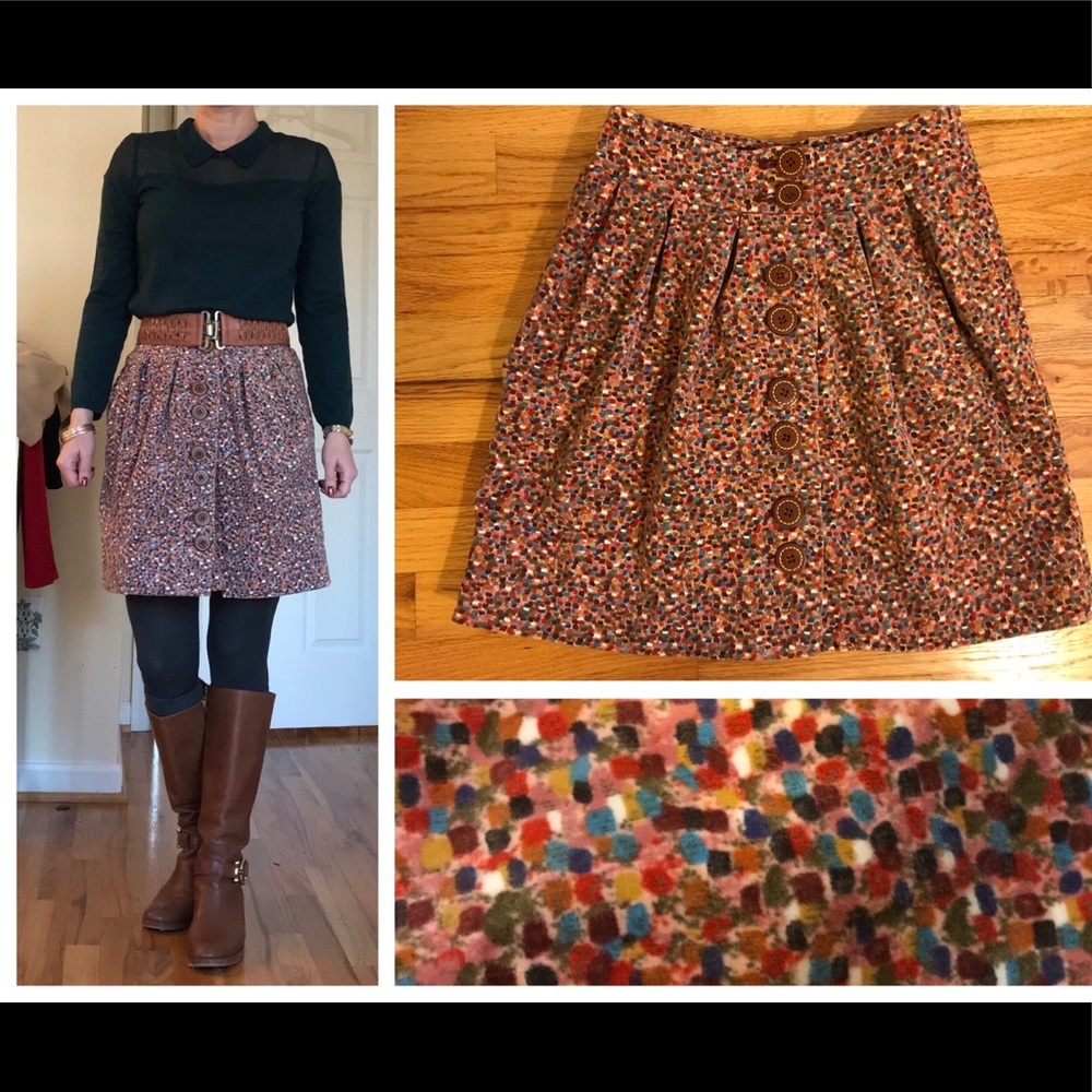 Anthropologie Elevenses Aerial skirt Confetti dot